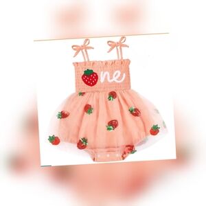 Peach Strawberry🍓 Tutu Romper~🍓NE (1st Birthday🥳) 12-18M
